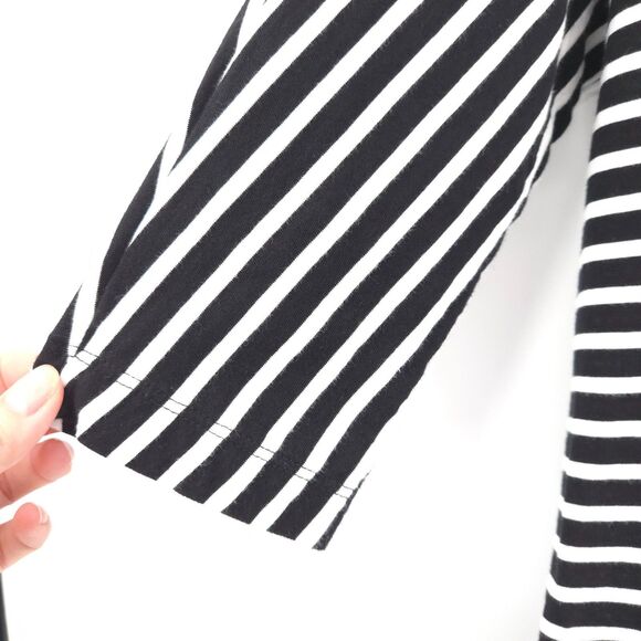 Lauren Ralph Lauren striped stretch knit top Size 1X black/white silver buttons - Picture 3 of 7